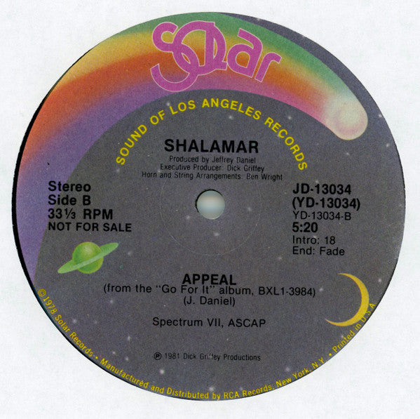 Shalamar : Talk To Me (12", Promo)