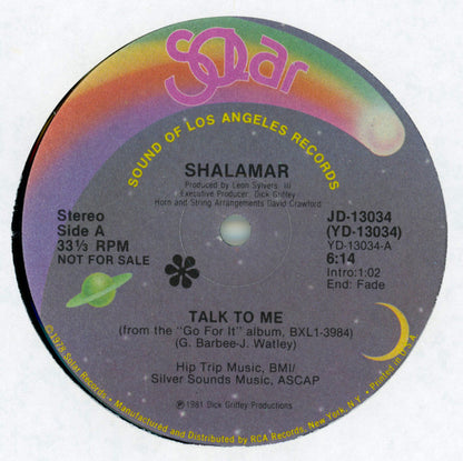 Shalamar : Talk To Me (12", Promo)