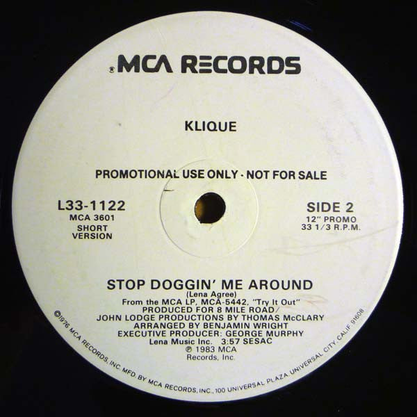Klique : Stop Doggin' Me  Around (12", Promo)