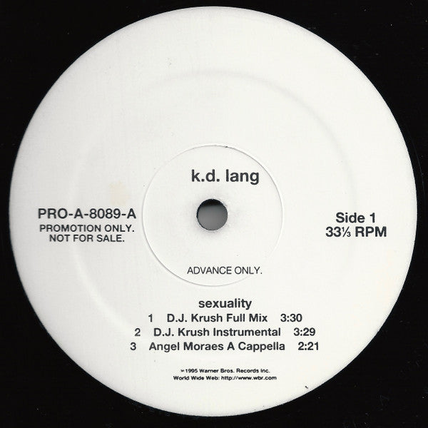 k.d. lang : Sexuality (12", Advance, Promo)