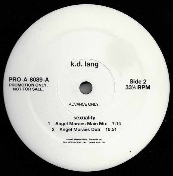 k.d. lang : Sexuality (12", Advance, Promo)