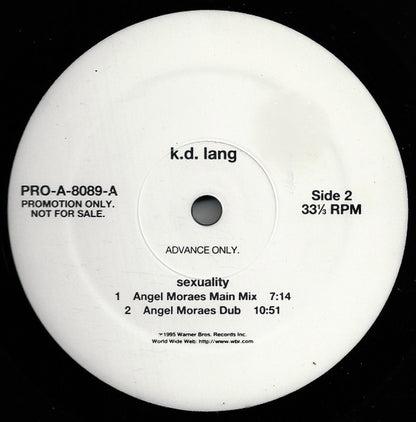 k.d. lang : Sexuality (12", Advance, Promo)