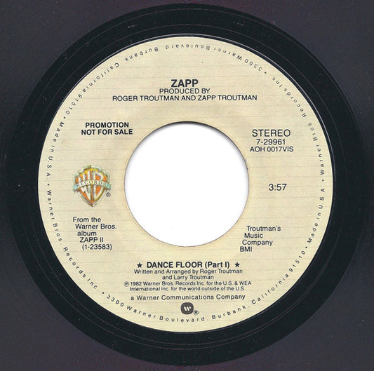 Zapp : Dance Floor (7", Promo, Styrene)