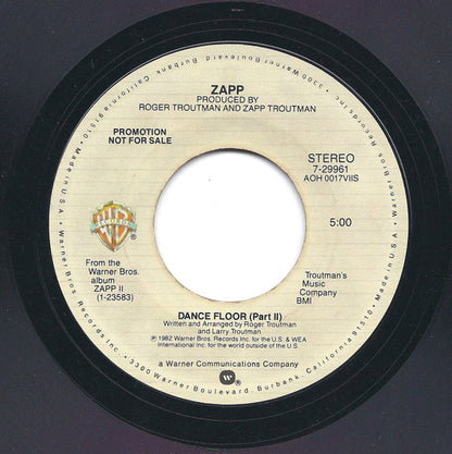 Zapp : Dance Floor (7", Promo, Styrene)