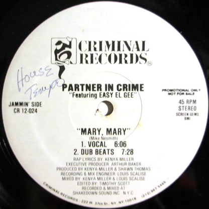 Partner In Crime Featuring Easy El Gee* : Do You Know What I'm Saying / Mary, Mary (12", Promo)