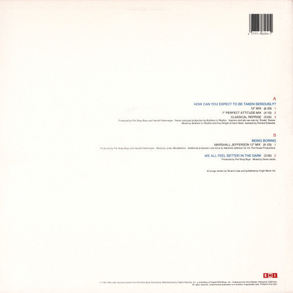 Pet Shop Boys : How Can You Expect To Be Taken Seriously? (12")