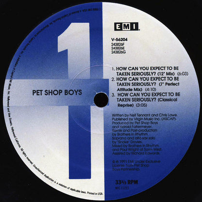 Pet Shop Boys : How Can You Expect To Be Taken Seriously? (12")