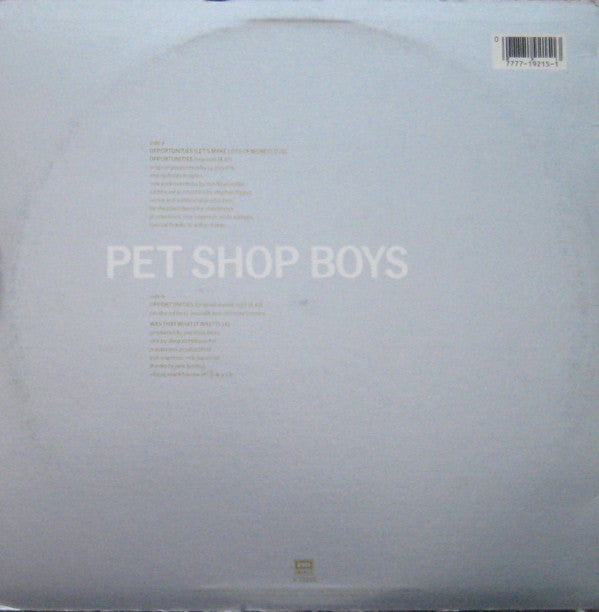 Pet Shop Boys : Opportunities (Let's Make Lots Of Money) (12", Single)