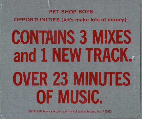 Pet Shop Boys : Opportunities (Let's Make Lots Of Money) (12", Single)
