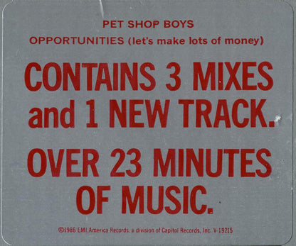 Pet Shop Boys : Opportunities (Let's Make Lots Of Money) (12", Single)