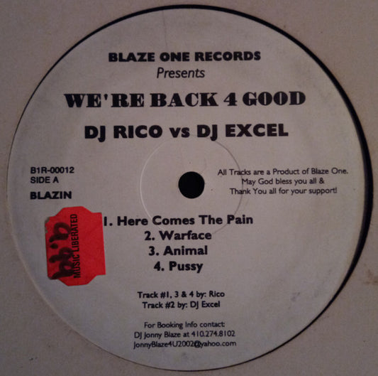 Ron Rico Vs. DJ Excel (2) / DJ Jonny Blaze : We're Back For Good (12", EP)