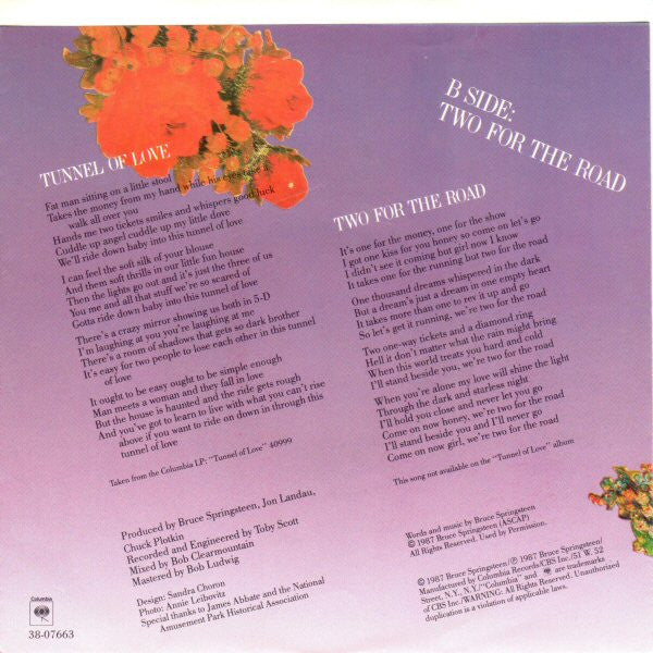 Bruce Springsteen : Tunnel Of Love (7", Single, Styrene, Car)