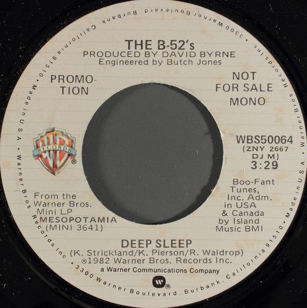 The B-52's : Deep Sleep (7", Mono, Promo)