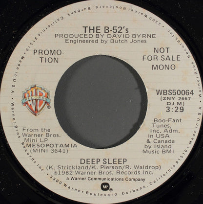 The B-52's : Deep Sleep (7", Mono, Promo)