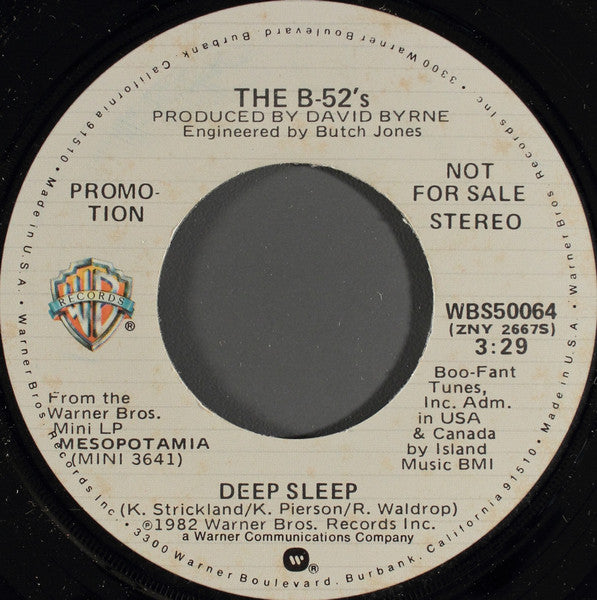 The B-52's : Deep Sleep (7", Mono, Promo)