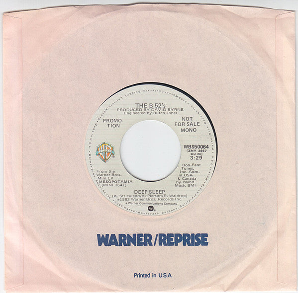 The B-52's : Deep Sleep (7", Mono, Promo)