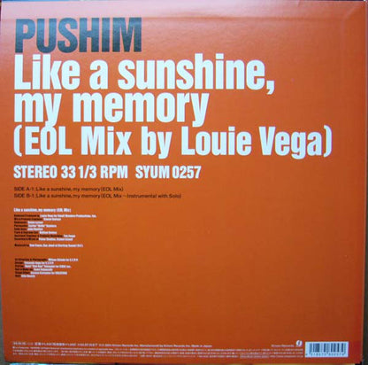 Pushim : Like A Sunshine, My Memory (EOL Mix By Louie Vega) (12")