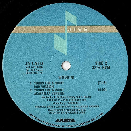 Whodini : Yours For A Night (12")