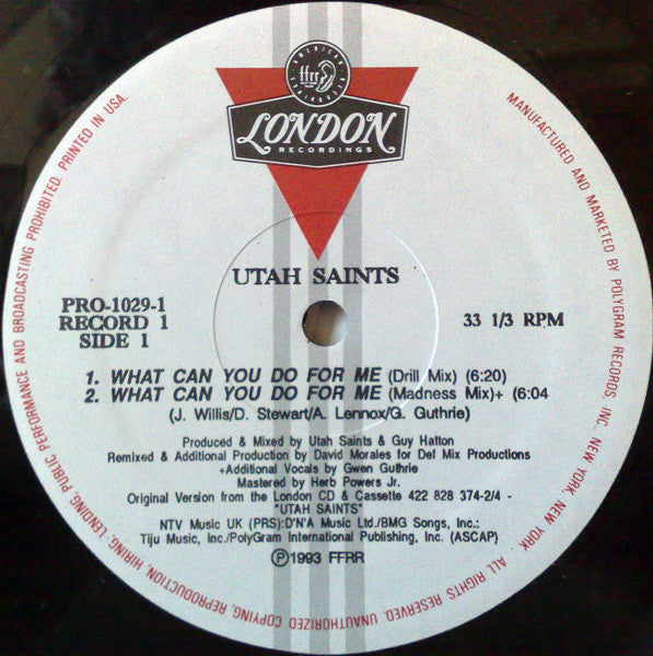 Utah Saints : What Can You Do For Me (David Morales Remixes) (2x12", Promo)