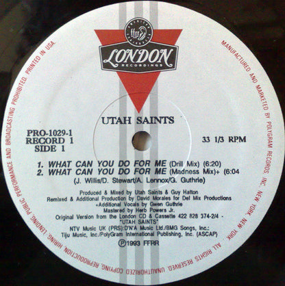 Utah Saints : What Can You Do For Me (David Morales Remixes) (2x12", Promo)
