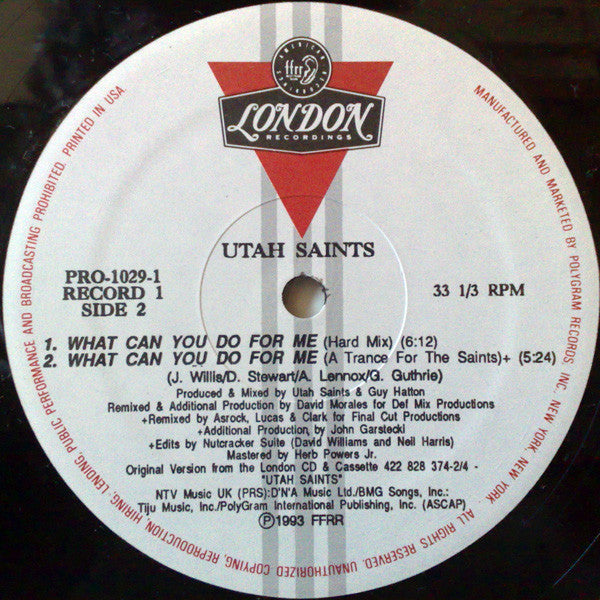 Utah Saints : What Can You Do For Me (David Morales Remixes) (2x12", Promo)