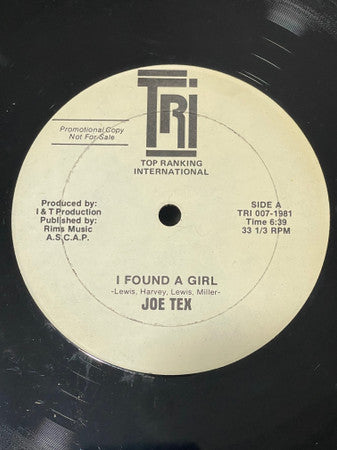 Joe Tex / Fatman Ridim Section* : I Found A Girl / Cinderella Symphony (12", Promo)