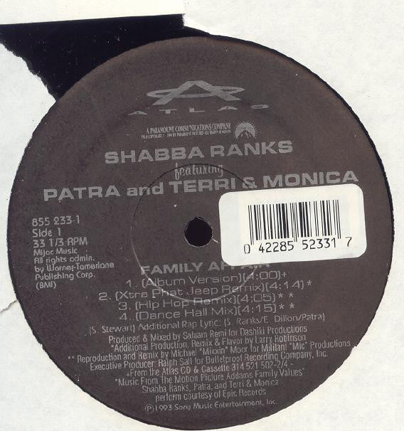 Shabba Ranks Featuring Patra And Terri & Monica : Family Affair (12", Maxi)