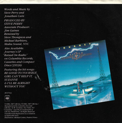 Journey : Why Can't This Night Go On Forever (7", Single)