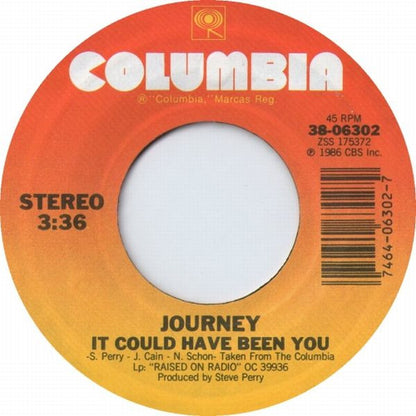 Journey : Girl Can't Help It (7", Single, Styrene, Pit)