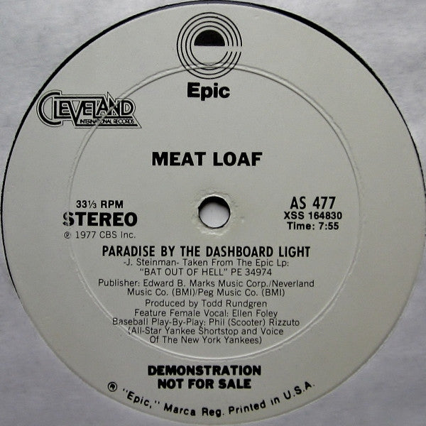 Meat Loaf : Paradise By The Dashboard Light (12", Promo)