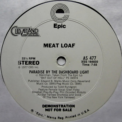 Meat Loaf : Paradise By The Dashboard Light (12", Promo)
