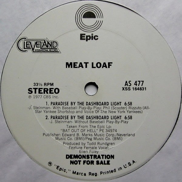 Meat Loaf : Paradise By The Dashboard Light (12", Promo)