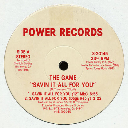 The Game (8) : Savin It All For You (12")