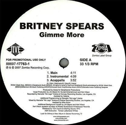 Britney Spears : Gimme More (12", Promo)