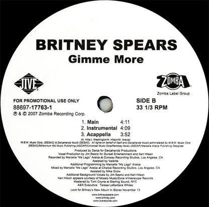 Britney Spears : Gimme More (12", Promo)