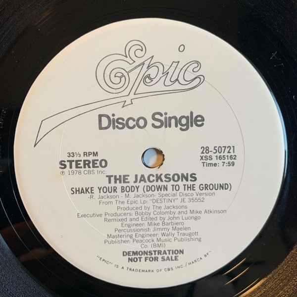 The Jacksons : Shake Your Body (Down To The Ground) (12", Single, Promo, San)