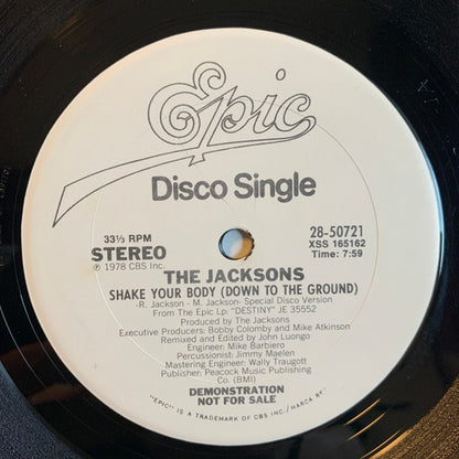 The Jacksons : Shake Your Body (Down To The Ground) (12", Single, Promo, San)