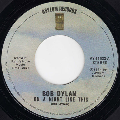 Bob Dylan : On A Night Like This / You Angel You (7", Single, Styrene, Ter)