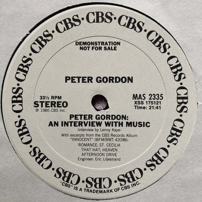 Peter Gordon : An Interview With Music (LP, Promo)
