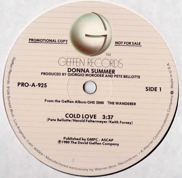 Donna Summer : Cold Love (12", Promo)