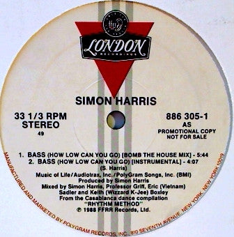 Simon Harris : Bass (How Low Can You Go) (12", Single, Promo)