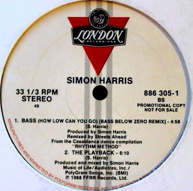 Simon Harris : Bass (How Low Can You Go) (12", Single, Promo)