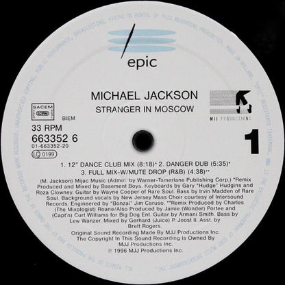 Michael Jackson : Stranger In Moscow (12", Maxi)
