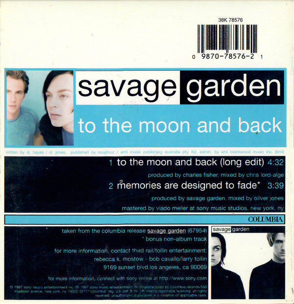 Savage Garden : To The Moon And Back (CD, Single)