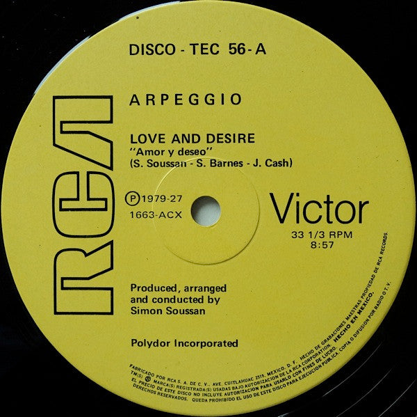 Arpeggio (2) : Love And Desire / Let The Music Play (12", Single)