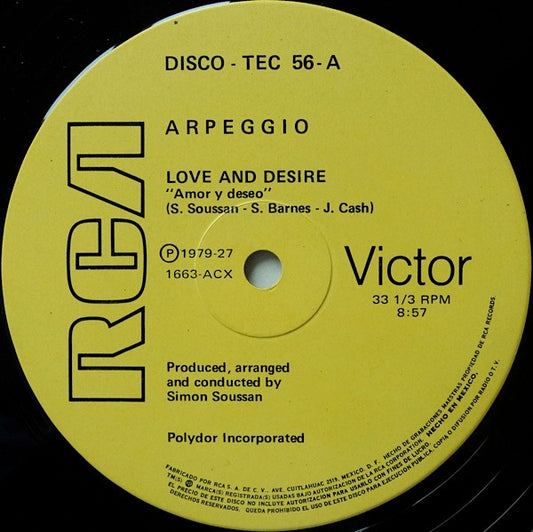 Arpeggio (2) : Love And Desire / Let The Music Play (12", Single)