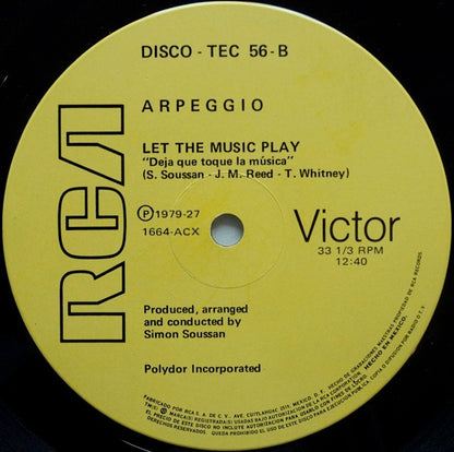 Arpeggio (2) : Love And Desire / Let The Music Play (12", Single)