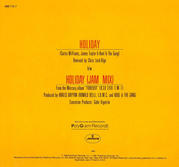 Kool & The Gang : Holiday (7", Spe)