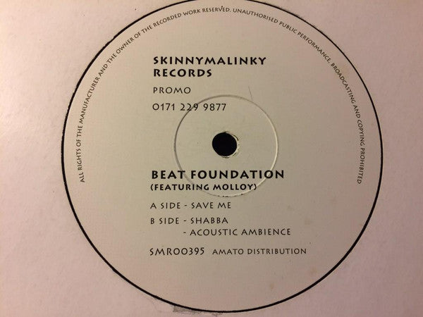 Beat Foundation Featuring Molloy : Save Me (12", Promo)