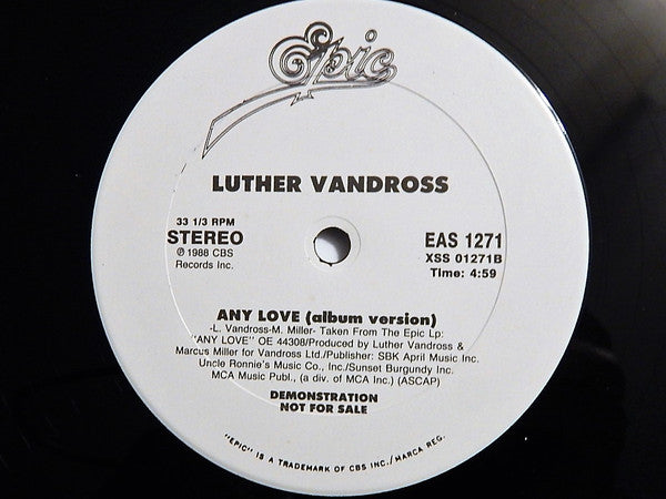 Luther Vandross : Any Love (12", Single, Promo)